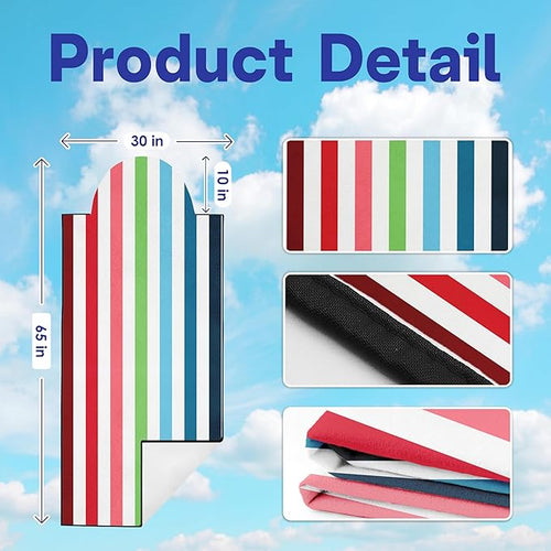 2 Pack Car Seat Towel Covers, Sweat Protector for Front Seats, Premium Thickened Microfiber with Colorful Rainbow Stripes, Breathable & Quick Dry, Slip-on Headrest Pocket for Gym, Beach, Running