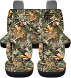 KEIAHUAN Car Seat Covers for Front and Rear Seat Full Set of 4 Pcs Hunting Camouflage Design Breathable Stretchable Front Saddle Blanket Rear Split Bench Protection Cover for SUV,Minivan,Trucks