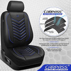 CAR PASS 3D Foam Mesh Leather Car Seat Covers Front Seats, Breathable Front Seat Cover for Cars, Comfortable Universal Fit for SUV Truck Sedan Automotive Anti-Slip Airbag Compatible, Black and Blue