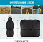 PIC AUTO Leather Car Seat Covers, Premium Automotive Waterproof Front & Rear Full Set Bucket Car Seat Protectors, Black and Black PVC Patchwork, Fits for Cars, Trucks, Van, SUV, Airbag Compatible