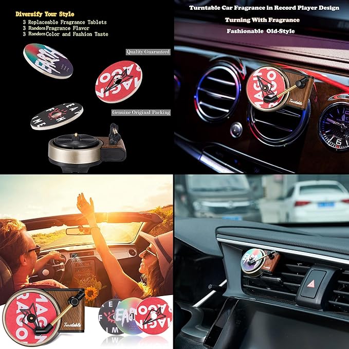 Record Player Car Vent Clips Air Freshener Retro Style Album Cover Car Air Conditioning Outlet Clip Fragrance Diffuser Car Interior Decoration Accessories, Retro Record Player