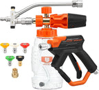 RIDGE WASHER Pressure Washer Gun Foam Cannon with Dual Connector Accessory, Double Tip Attachment for Foam Blaster, Stainless Steel Car Wash Foam Gun, 1/4" Quick Connect, 4000 PSI
