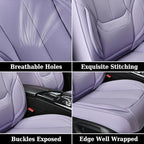 Coverado Universal Seat Covers Front, Universal Seat Covers for Cars, 2-Pack Waterproof Nappa Leather Car Seat Covers with Head Pillow, Auto Protectors Fit for Most Sedans SUV Pick-up Truck-Purple