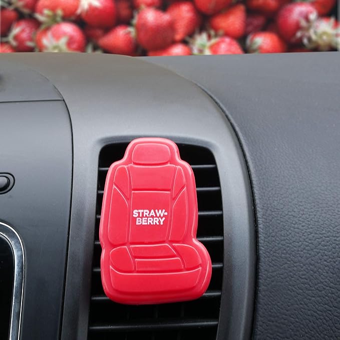 FH Group Air Freshener Vent Clips, Mini Car Seat Covers Design, (Strawberry Scent)-5PK