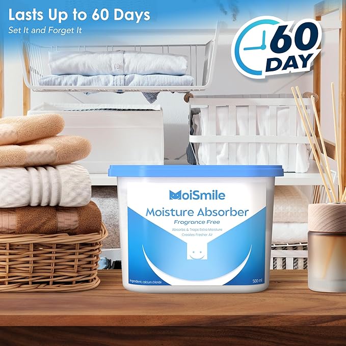 Moisture Absorbers, Efficient Humidity Absorber ＆ Odor Eliminator Boxes, Refillable Car Dehumidifier for Closet, Bathroom, Basement＆ RV, 3 Pack, Fragrance Free