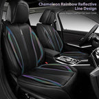 CAR PASS Nappa Leather Seat Covers Front Seats Only, Waterproof Faux Leather car Seat Cover 2 Piece Cushions Protector Universal Fit for SUV Truck Automotive Vehicle, Chameleon Iridescent Reflective