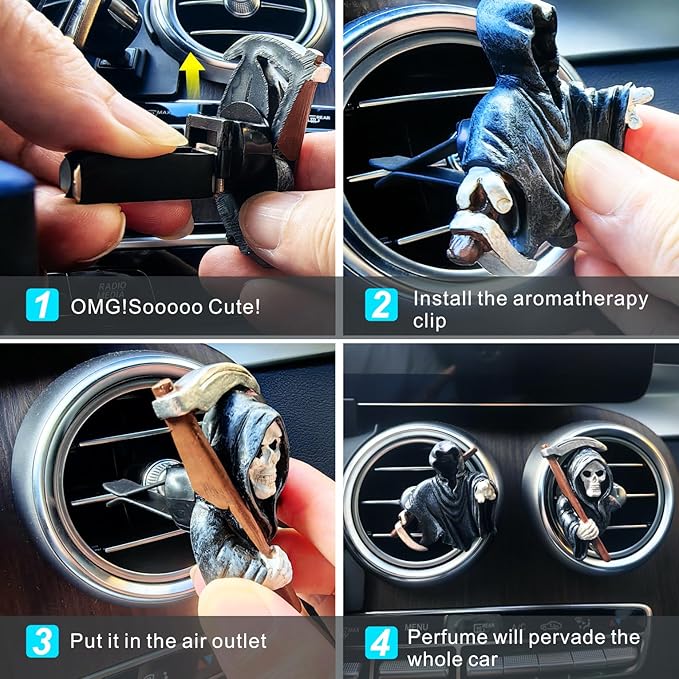 Halloween Decor for Car Horror Air Fresheners Vent Clips Car Diffuser Outlet Fan Vent Perfume Clips Funny Dashboard Decorations for Automotive Truck Scents Gadgets Cool Easter Gifts for Women Men