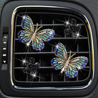 4 Pcs Blue Bling Butterfly and Black Daisy Car Air Fresheners Vent Clips Diffuser Vent Clip Rhinestone Diamond Decoration Car Interior Decor Cute Accessories for Women, Automotive Air Fresheners