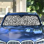 Black White Leopard Windshield Sun Shade Blocks UV Rays Visor Protector Accordion Folding Sun Reflector Auto Sunshade for Car Truck SUV to Keep Your Vehicle Cool