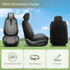 Car Seat Covers Front Pair for Honda Pilot 2005-2016: Breathable Perforated Leather Seat Cover (Black & Grey)