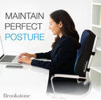 Brookstone BK1172 - Luxurious Back Support Pillow for Office Chairs and Cars, Lumbar Cushion with Premium Grade Memory Foam with Cooling Gel, Soft Plush Cover