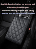 Car Center Console Cover/pad Genuine Leather,Universal Armrest mat, Adjust driving posture Cushion,Protector box,Memory Foam,Real cowhide,Relieves shoulder/arm fatigue,boosting driving safety
