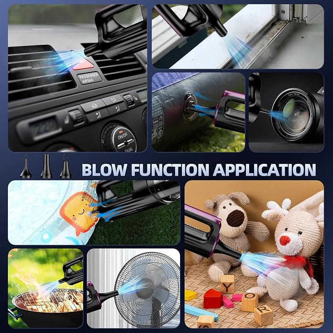Cordless Handheld Vacuum Cleaner, 18000Pa 2 in 1 Car Vacuum Cleaner&Air Duster, 130W Brushless Motor with 7800mAh Battery, LED Light and Multi-Nozzles, Portable for Car, Home, Office, Pet