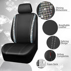 CAR PASS Bling Diamond Car Seat Cover Full Set, Shining Rhinestone Waterproof Leather, Rear with Zipper, Universal Fit 95% Automotive Glitter Sparkle Crystal for Cute Women Girl, Colorful Diamond