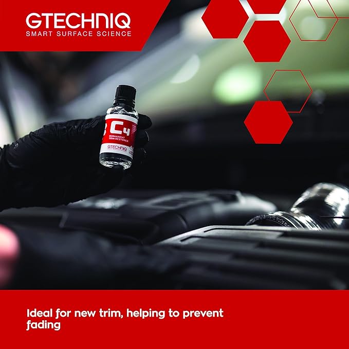 Gtechniq C4 Permanent Trim Restorer, Revitalizes Faded Trim 15ml | Restores Faded Plastic Trim, UV Resistant Coating for Long-Term Protection, Keeps Exterior Black & Glossy