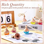 Rtteri 100 Pcs Hanging Car Air Freshener Diffuser Bottles Empty Glass Perfume Diffuser Vials Refillable Oil Aromatherapy Pendant with Wooden Caps and Hanging String for Car Home Office Decor(Drop)