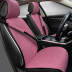 2PCS Linen Car Seat Covers Front Seats,Breathable Cloth Fabric Car Seat Protector - Universal Cloth Seat Covers Fit for Cars, Vans, SUVs, Trucks and for All Seasons - Pink
