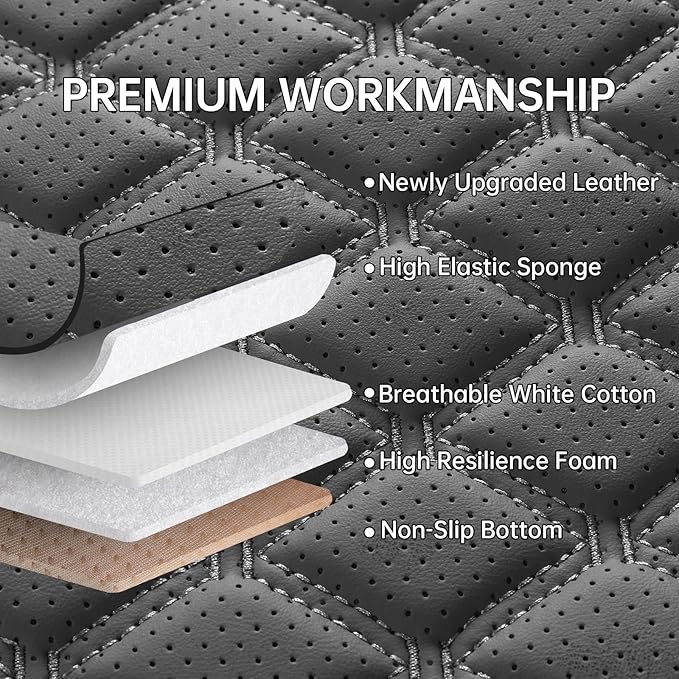 Car Seat Covers Front Seats, Luxury Faux Leather Car Seat Covers Waterproof Non-Slip Seat Protector Universal Fit for Most Cars SUVs Trucks Pick-ups, Grey Car Accessories Interior