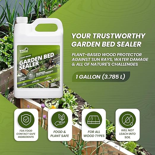 1 Gallon oz Garden Box Sealer - Covers 37.5 to 187.5 sq ft., Ideal Garden Bed Sealer - Wood Waterproofing, Food Safe Sealant - Wood Sealant that Protects Against Sun, Water & Weather Damages