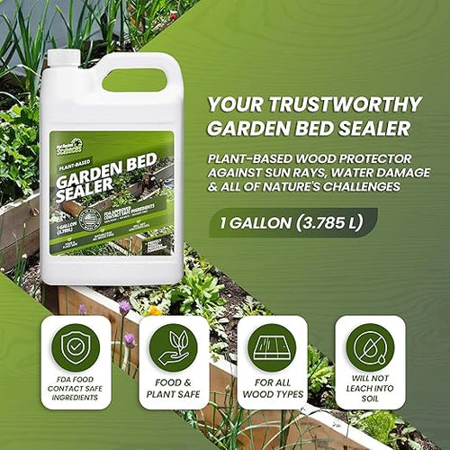 1 Gallon oz Garden Box Sealer - Covers 37.5 to 187.5 sq ft., Ideal Garden Bed Sealer - Wood Waterproofing, Food Safe Sealant - Wood Sealant that Protects Against Sun, Water & Weather Damages