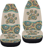 BIGCARJOB Aztec Tribal Paw Car Seat Covers Front Seat Protector 2 Packs Set of Vehicle Interior Seat Mat Cover Universal Fit Cars,Sedan,Truck,SUV