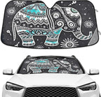 Elephant Window Shade for Car Elephant Windshield Sunshade Blocks UV Rays Visor Protector Indian Accordion Folding Sun Reflector Auto Sunshade for Car Truck SUV