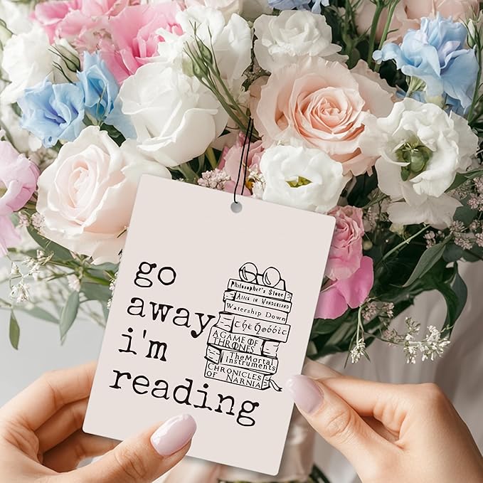Mancheng-zi Book Lover Car Air Freshener 3Pcs, Book Reading Room Nook Library Bookish Air Freshener Hanging for Cars Closet Drawer or Books, Go Away I'm Reading Car Accessories Mirror Decor for Women