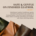 Hide Bracer Leather Cleaner and Conditioner 8 Fl oz | Cleans, Conditions, Protects | Prevents Drying, Cracking & UV Fading of Finished Leather, Furniture, Car Seats, Saddles & Purses