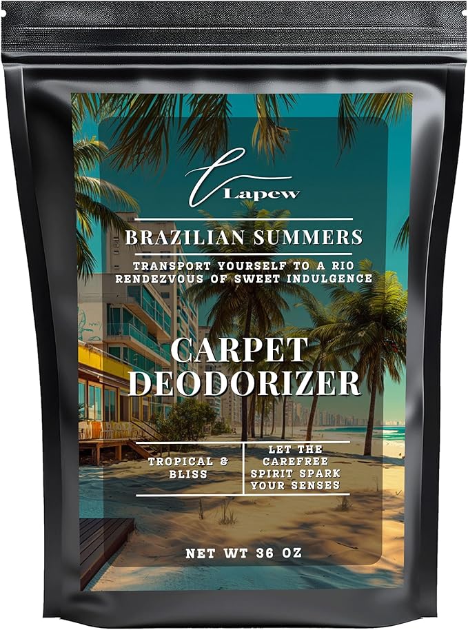 Lapew Brazilian Summers Carpet Deodorizer Powder - Brazilian Waves Freshener for Vacuuming | Scented Odor Eliminator for Home | 36 oz