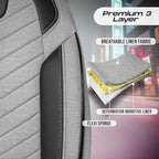 Premium Car Seat Covers Front Seat - Linen Car Seat Cover for SUV, Cars, Most Pickups, Grey-Black, Car Seat Protector, Car Seat Covers Front Seats, Car Seat Protector