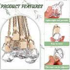 210Pcs 8ml Hanging Car Air Freshener Diffuser Empty Clear Glass Essential Diffuser Oil Aromatherapy Fragrance Perfume Pendant Glass Vials with Wooden Caps Hanging String Car Diffuser Bottles