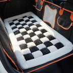 Soulbond Backseat Pet Bed Mat,Dog Bed for Car,Fuzzy Dog Seat Cover for Car Back Seat, Non-Slip Travel Pet Mat, Fit for Backseat Extenders and Seat Covers (White and Black)