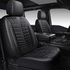 CAR PASS 3D Air Mesh Seat Covers for Car, Leather Car Seat Cover Front Seats, Breathable Foam Premium Leather Mesh Front Seat Covers Universal Fit for Cars Sedans Trucks Vans SUVs, All Black