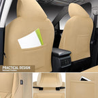 PU Leather Car Seat Covers Full Set – Waterproof seat Cover for Cars，3D Foam Support Automotive seat Covers ，Airbag Compatible, Universal Fit for Cars SUVs Trucks Sedans（Khaki）