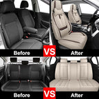Fit for 98% of Mercedes Benz Car Seat Covers with Headrests, Premium Nappa Leather Seat Cover, Fully Wrapped Protect Modern Style Seat Cover (5-Seat Luxury, Beige & Brown)