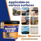 Liquid Rubber Waterproof Sealant - Rubber Paint - All Surface Leak Repair Indoor and Outdoor Flexible Roof Sealant, Water-Based, Easy to Apply, Original Black, 1 Gallon