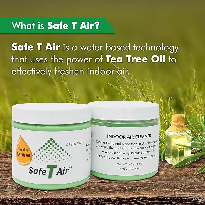 Tea Tree Oil Air Freshener Gel – Natural Odor Eliminator for Car, Home & Bathroom – Removes Smoke, Pet & Musty Odors – Long Lasting Deodorizer (400g / 14 oz Jar)