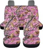 KEIAHUAN Camo Hunting Car Accessories Auto Front and Rear Seat Covers Fit Most Vehicle Truck,SUV, reathable Elastic Front Saddle Blanket Rear Split Bench Protection Cover, Pink