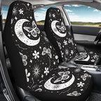 BIGCARJOB Moon Butterfly Car Seat Cover Set for Front Seat Only,2 Pack Black Butterfly Auto Front Seat Protector Saddle Blanket for Women Car Interior Accessories