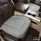 GIANT PANDA Bottom Seat Cover for Trucks&SUV, Front PU Leather Driver Seat Protector Fit for Chevy,Ram,Toyota,GMC,Ford F150 F-Series (2PCS-Grey)
