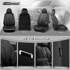 CAR PASS Nappa Leather Car Seat Covers Front Seats Only, Luxury PU Leatherette Seat Covers 2 Pack Waterproof Durable Car Seats Cushion Protector Universal Fit for Sedan SUV Pick-up Truck Van All Black