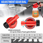 16 IN 1 Car Wash Foam Gun, Foam Cannon, Adjustable Hose Wash Sprayer with 2.5 to 6 Bars Foam Blaster, Suitable for Car Cleaning and Garden Use with 1/2” Quick Connector