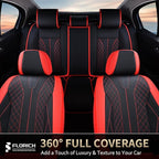 FLORICH Car Seat Covers Front Seats and Back Faux Leather Seat Cover Waterproof Seat Covers Car Seat Cushion 5 Seats Car Seat Protector Universal Fit for Most Cars SUV Trucks, Black&Red