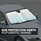 EcoNour XL Holographic Windshield Sunshade for SUV Truck | UV & Heat Reflective Car Sun Shield | Foldable Accordion Style Design – Fits Windshields | X-Large 66 x 28 Inches