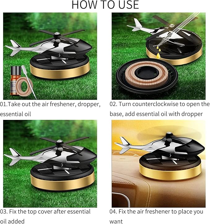 Helicopter Car Air Freshener Rotating Solar Car Freshener Airplane Car Perfume
