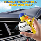 Car Air Freshener Yellow Duck Pilot Car Diffuser Rotating Propeller Automotive Auto Vehicle Air Outlet Fan Creative Car Perfume Fragrance Decoration Comes with 4 Fragrant Tablets