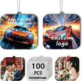 Generic 100Pcs Custom Logo Car Air Freshener - Personalized Car Air Fresheners Bulk, Ocean, Strawberry, Peach, Blue Bell, Berry, Lavender Scents, Cotton + Pulp, Hanging Paper