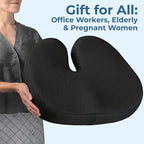 5 STARS UNITED Seat Cushion - Memory Foam Chair Cushion for Tailbone Pain Relief - Ergonomic Support for Coccyx, Sciatica & Butt - Office, Desk & Gaming Chair, Car Seat, Wheelchair, Black
