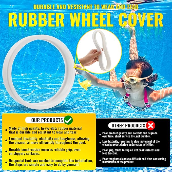 DWALE Large Wheel Complete with Tire Bearings Replacement,Pool Cleaner Large Wheel for Polaris Zodiac 280 (Not Compatiable with Polaris 360 380 Model Pool Cleaner)