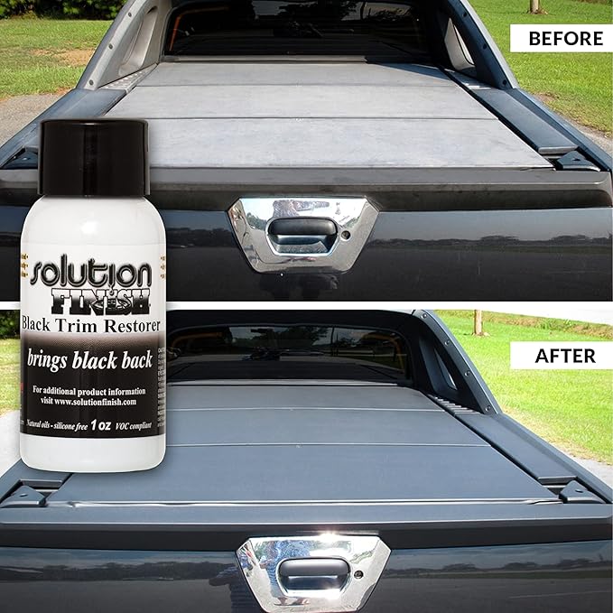 Solution Finish - Black Plastic & Vinyl Trim Restorer - Use for Car and Truck Detailing, No Wet Look, Instantly Revives Color to Trim, Bumpers, Mud Flaps, Etc., Black (1 oz)